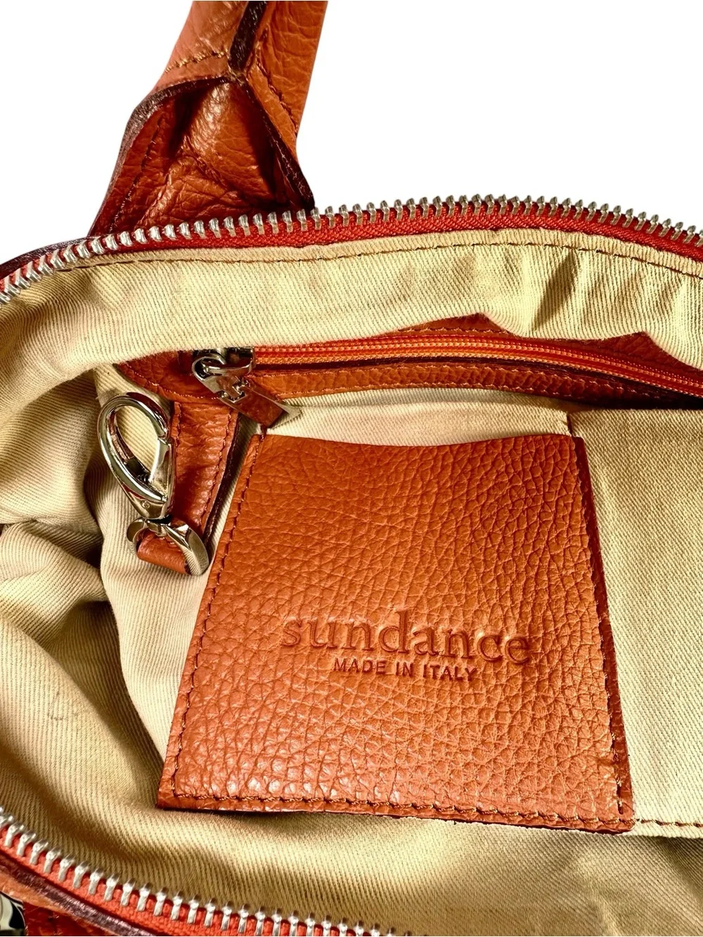 Sundance Italian Full Grained Pebbled Leather Satchel Bag